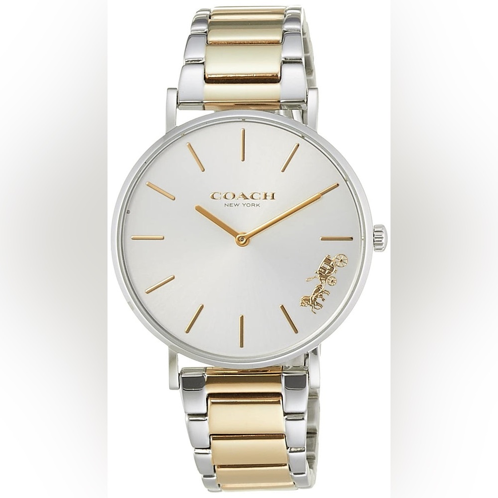 Coach Perry White Dial Two Tone Steel Strap Watch For Women - 14503347